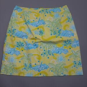 Lilly Pullitzer Cruisin Monkey Floral Mini Skirt Casual Tennis Preppy Yellow 4